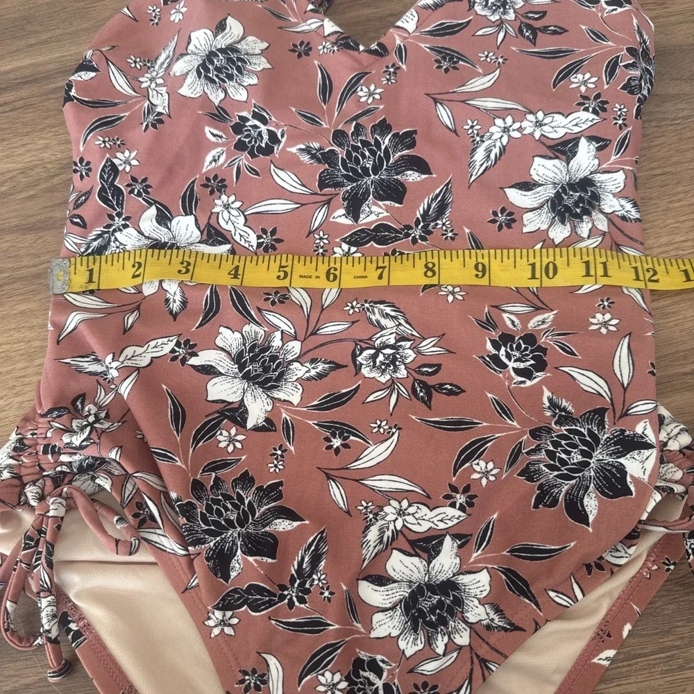 Kona Sol One‎ Piece Swimsuit S. Pink Floral  Bathing Suit